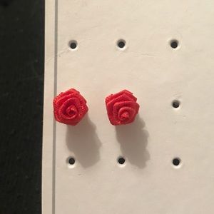 Red Rose Stud Earrings
